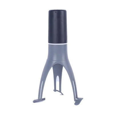Blue and gray plastic stand on a white background
