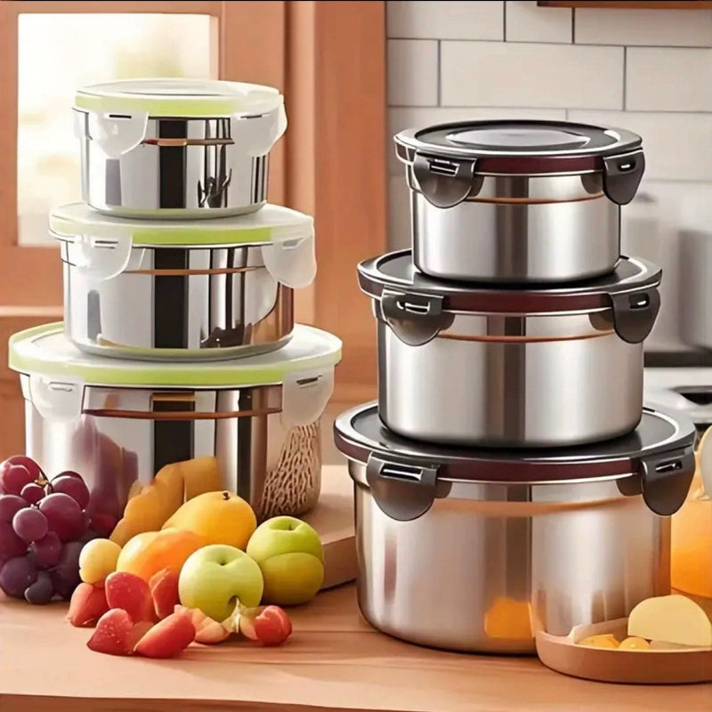 Premium Stainless Steel Food Storage Containers - 3-Piece Airtight Set