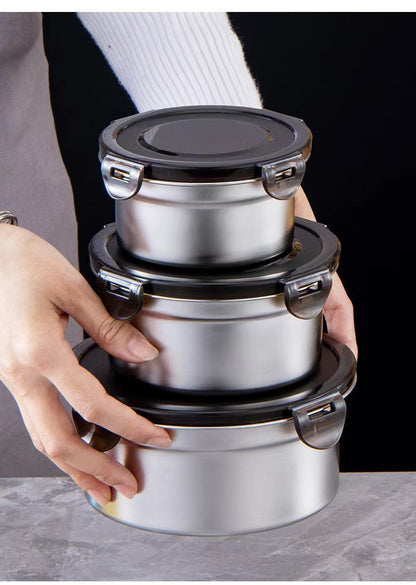 Premium Stainless Steel Food Storage Containers - 3-Piece Airtight Set