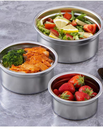 Premium Stainless Steel Food Storage Containers - 3-Piece Airtight Set