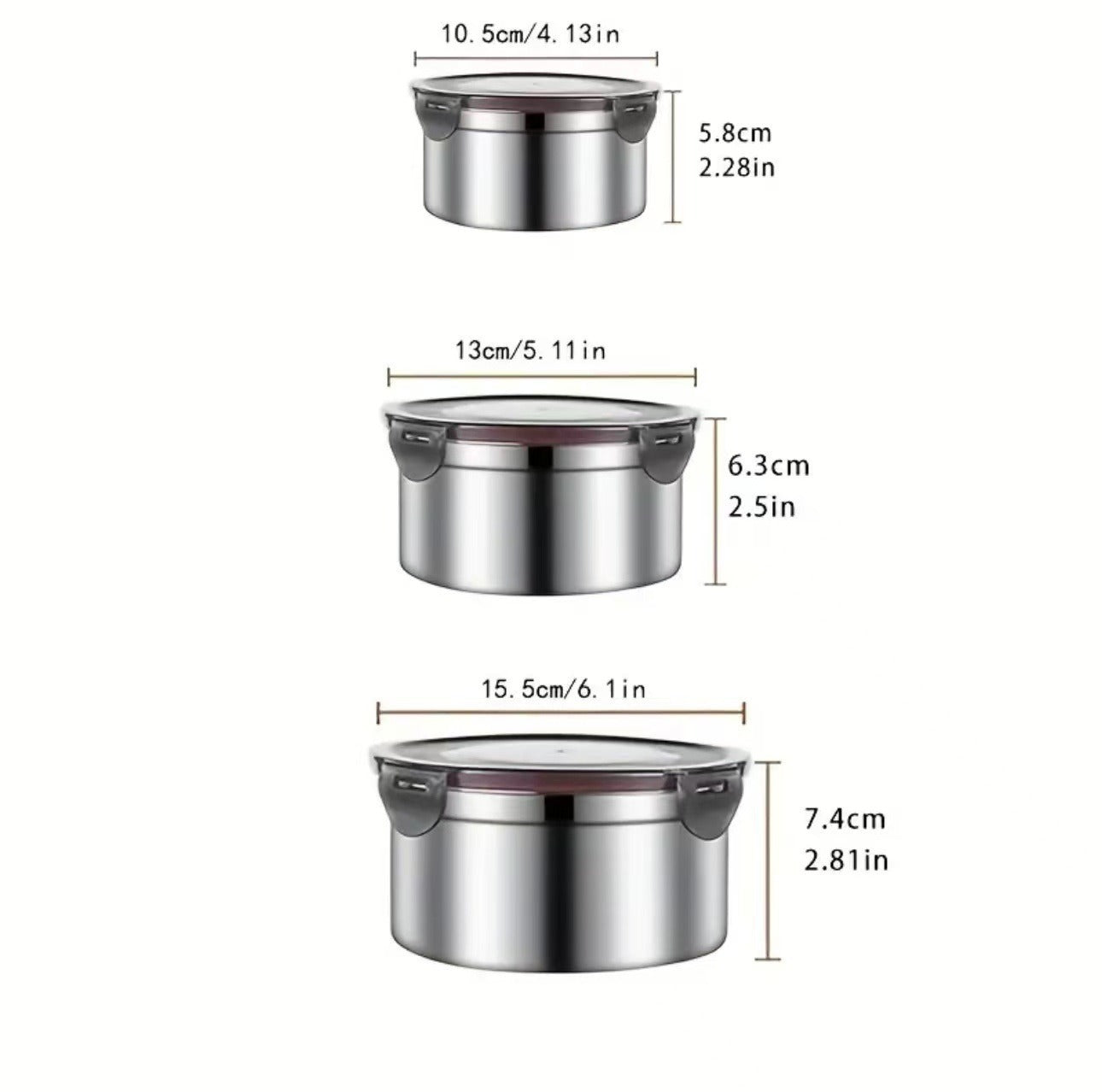 Premium Stainless Steel Food Storage Containers - 3-Piece Airtight Set