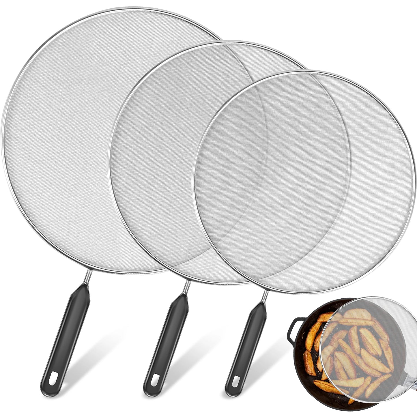 Stainless Steel Splatter Screen for Frying Pan (3-Piece Set)