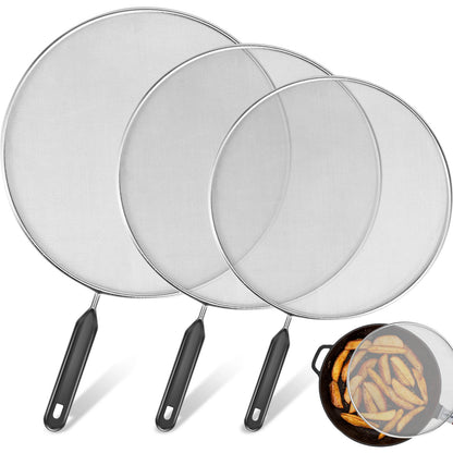 Stainless Steel Splatter Screen for Frying Pan (3-Piece Set)