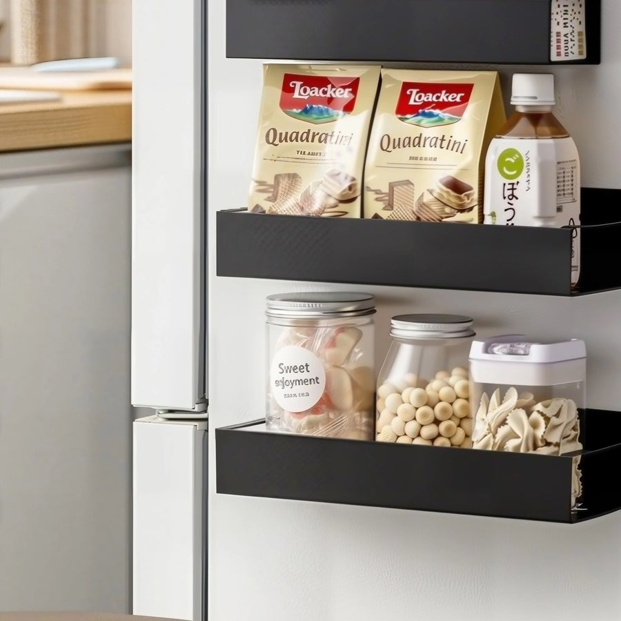 2-Pack Magnetic Spice Rack for Refrigerator – No-Drill Fridge Shelf