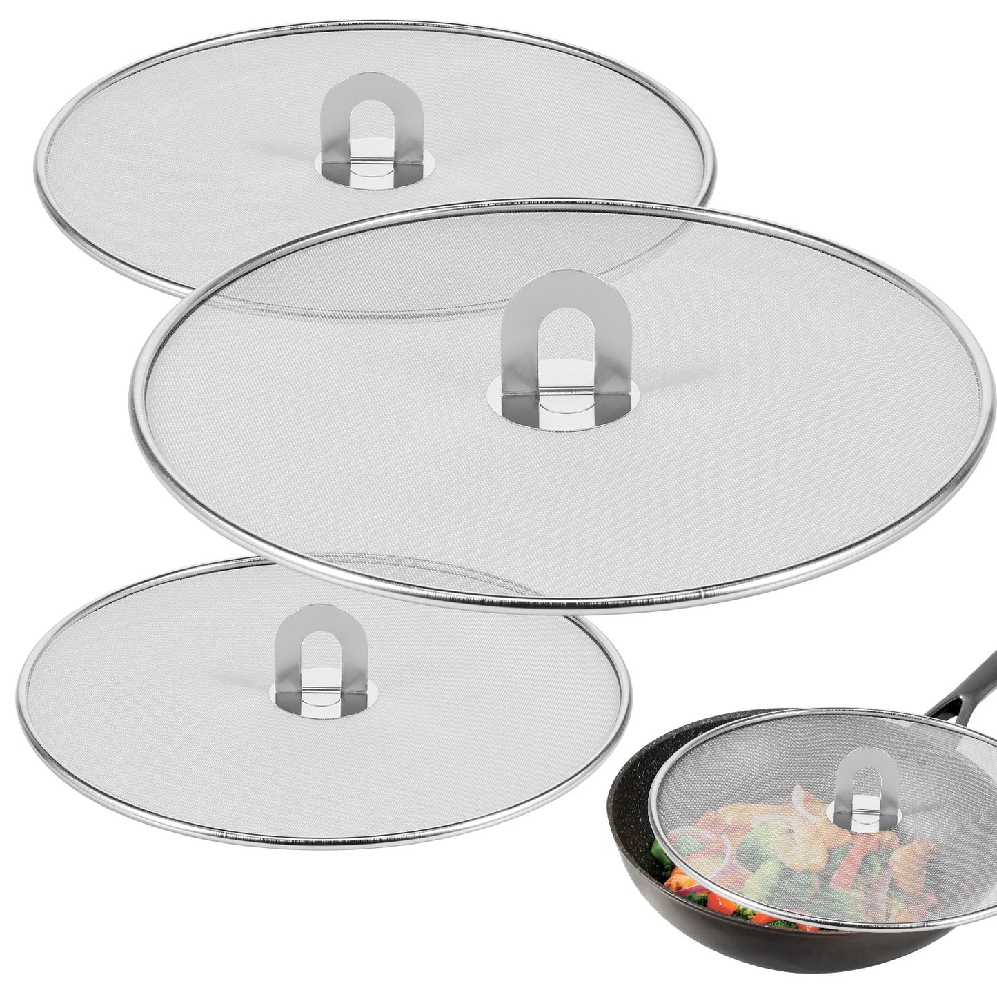 Stainless Steel Splatter Screen for Frying Pan (3-Piece Set)