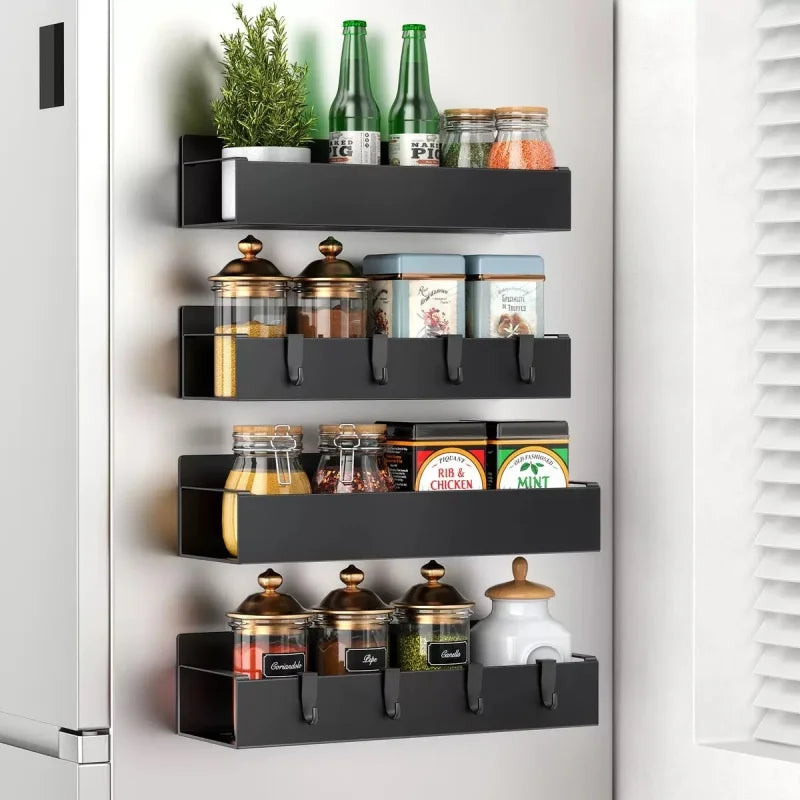 2-Pack Magnetic Spice Rack for Refrigerator – No-Drill Fridge Shelf